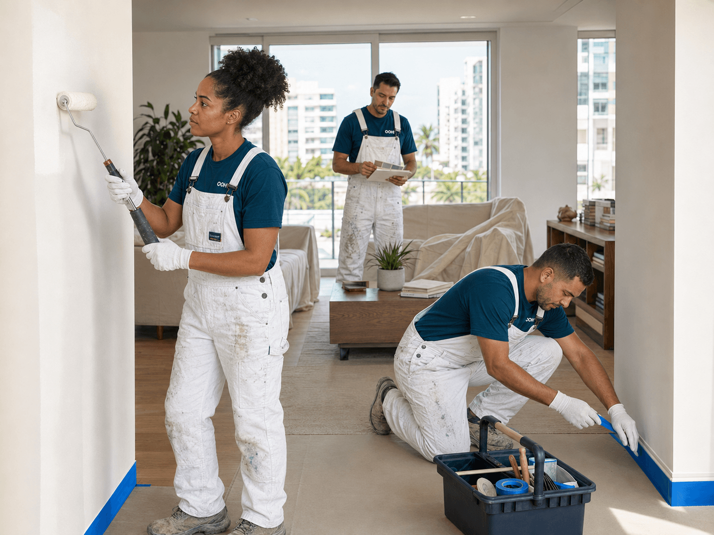 OOH! crew working in a coordinated painting project