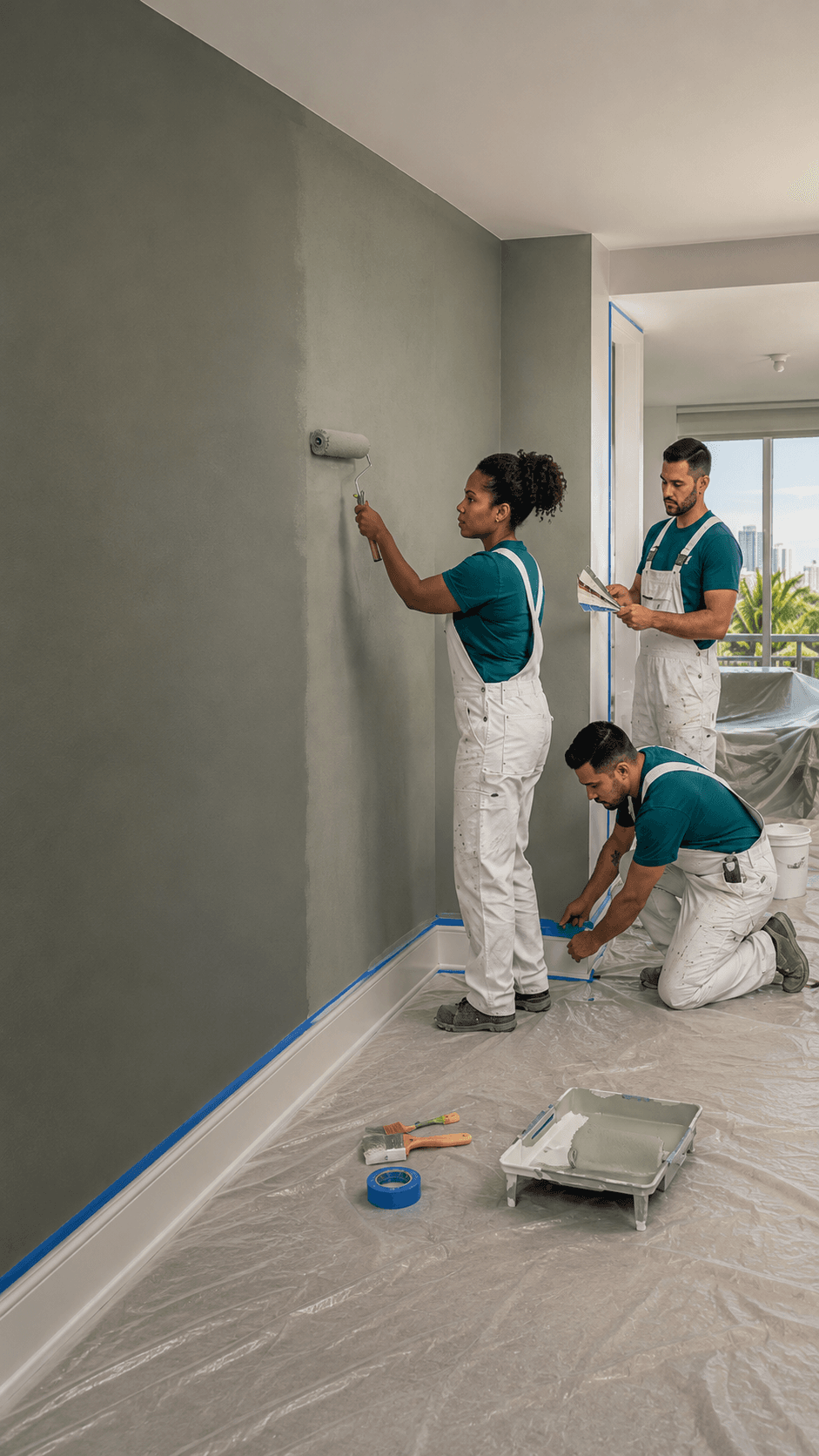 Professional interior painting in a protected Miami-area home